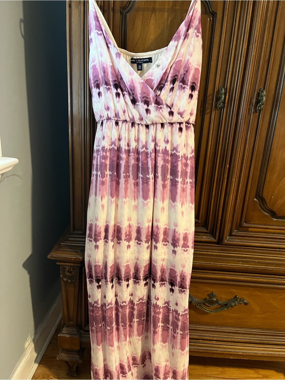 One Clothing purple and white tie-dye maxi dress